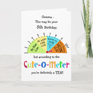 Kids Cute-O-Metre Funny 5th Birthday Greeting Card