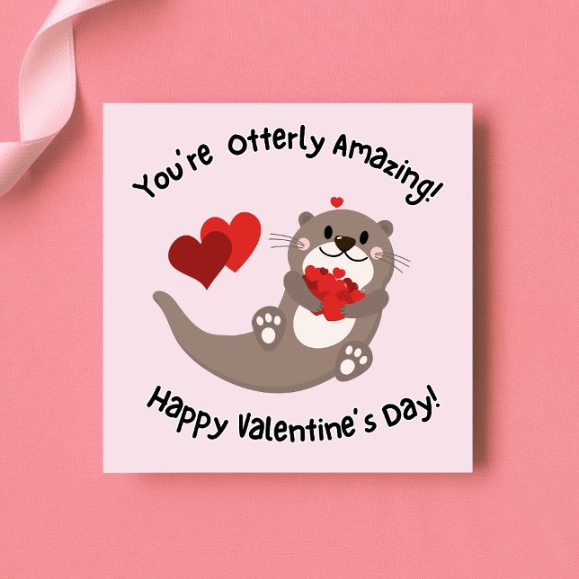 Kids Cute Otterly Amazing Valentine's Day Holiday Card (Creator Uploaded)