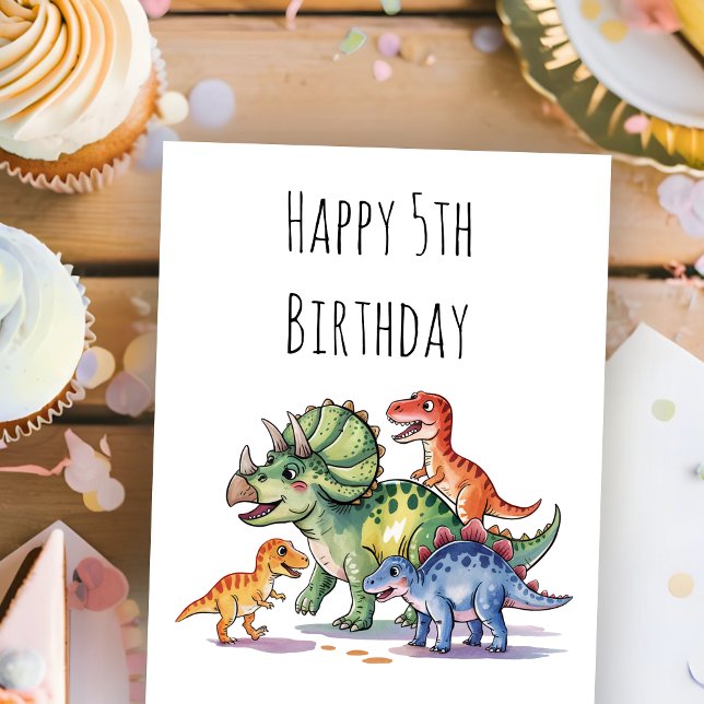 Kids Cute Personalised Dinosaur Birthday  Card (Creator Uploaded)