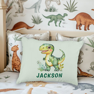 Kids Cute Personalised Dinosaur Nursery Cushion