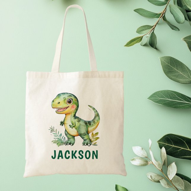 Kids Cute Personalised Dinosaur Tote Bag (Creator Uploaded)