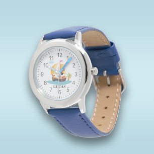 Kids Cute Personalised Pirate Ship Watch
