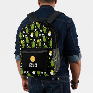 Kids Cute Pickleball Players Pattern Printed Backpack