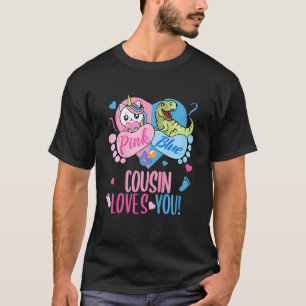 Kids Cute Pink or Blue COUSIN Loves You Dinosaur o T-Shirt