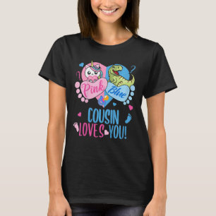 Kids Cute Pink or Blue COUSIN Loves You Dinosaur o T-Shirt