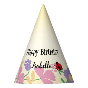 Kids Cute Polka dot Ladybug Spring Flower Birthday Party Hat