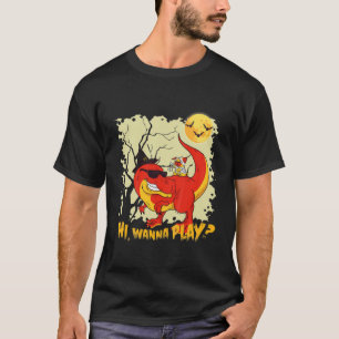 Kids Cute Pug And Tyrannosaurus Rex On Halloween N T-Shirt
