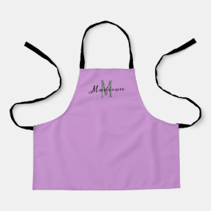 Kids Cute Purple Script Monogram Personalised Apron