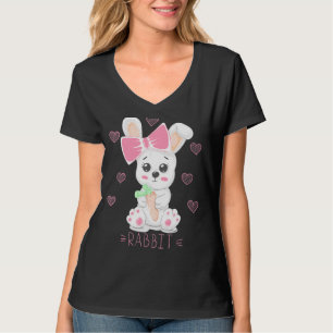 Kids Cute Rabbit With A Ribbon Holding A Carrot Ea T-Shirt