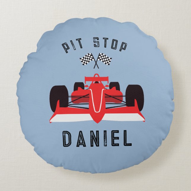 Kids Cute Racing Car  Round Cushion (Front)