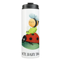 Kids Cute Red ladybug Bee bug insect on green leaf