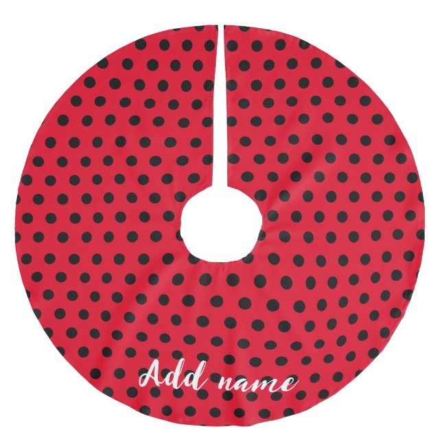 kids Cute Red Ladybug Polka dot party Pattern Brushed Polyester Tree Skirt (Front)