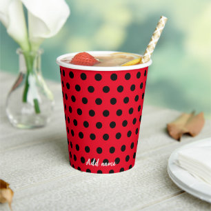 kids Cute Red Ladybug Polka dot party Pattern Paper Cups