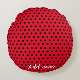 kids Cute Red Ladybug Polka dot party Pattern Round Cushion