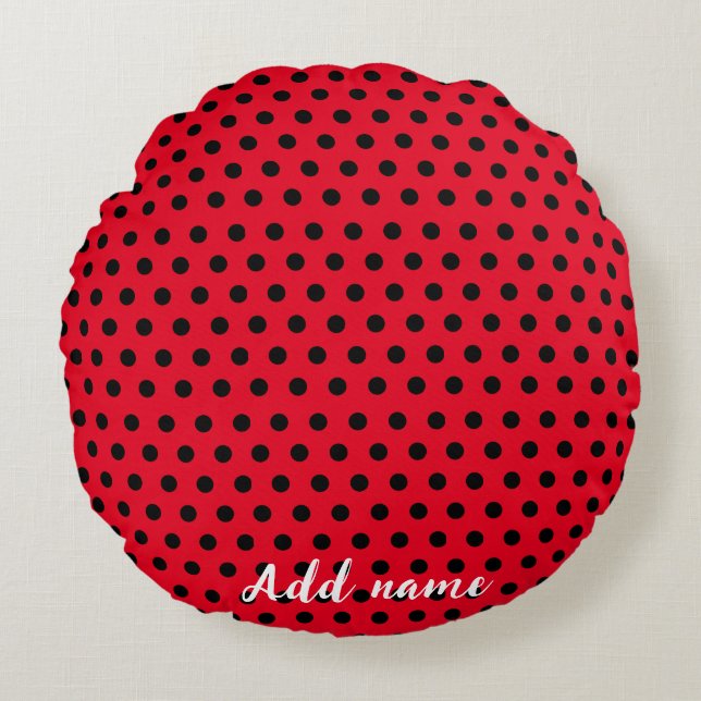 kids Cute Red Ladybug Polka dot party Pattern Round Cushion (Front)