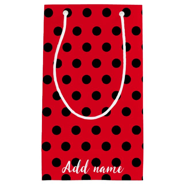 kids Cute Red Ladybug Polka dot party Pattern Small Gift Bag (Front)