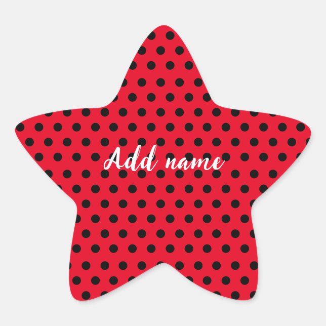 kids Cute Red Ladybug Polka dot party Pattern Star Sticker (Front)