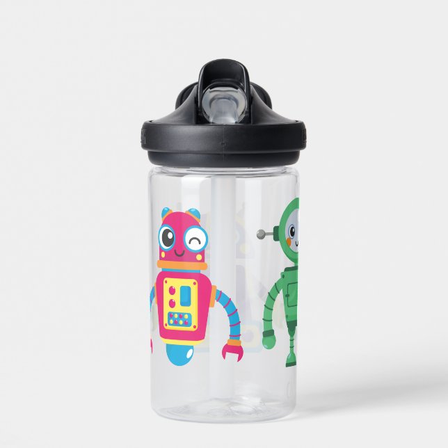 Kids Cute Robots  Water Bottle (Front)