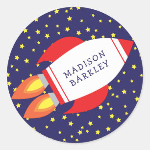 Kids Cute Rocket Ship Name Envelope Seal Stickers