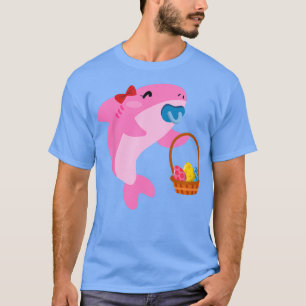 Kids Cute Shark with Easter Basket and Bunny Ears T-Shirt