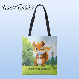 Kids Cute Squirrel Woodland Animal Cartoon Graphic Tote Bag