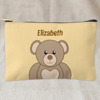 Kids cute teddy bear add a name brown peach