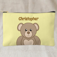 Kids cute teddy bear add a name brown yellow
