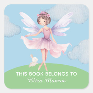 Kids Cute This Book Belongs To Fairy Ballerina  Square Sticker