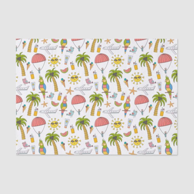 Kids Cute Tropical Vacation Adventure Tissue Paper (Front)