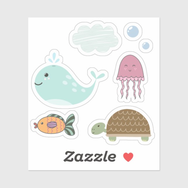 Kids Cute Under the Sea Whale Fish Turtle (Sheet)