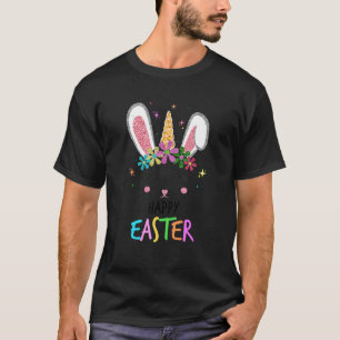 Kids Cute Unicorn Easter Bunny Face Toddlers Girl T-Shirt
