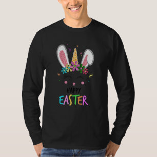 Kids Cute Unicorn Easter Bunny Face Toddlers Girl T-Shirt