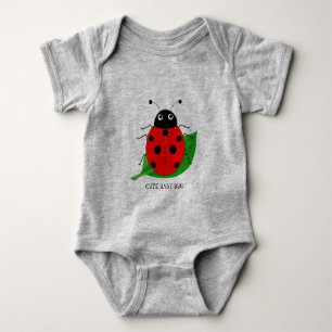 Kids Cute watercolor lady bug on green leaf Baby Bodysuit
