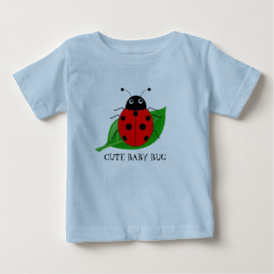 Kids Cute watercolor lady bug on green leaf Baby T-Shirt