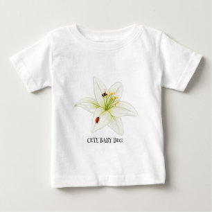 Kids Cute watercolor ladybug Bee on lily Flora Baby T-Shirt
