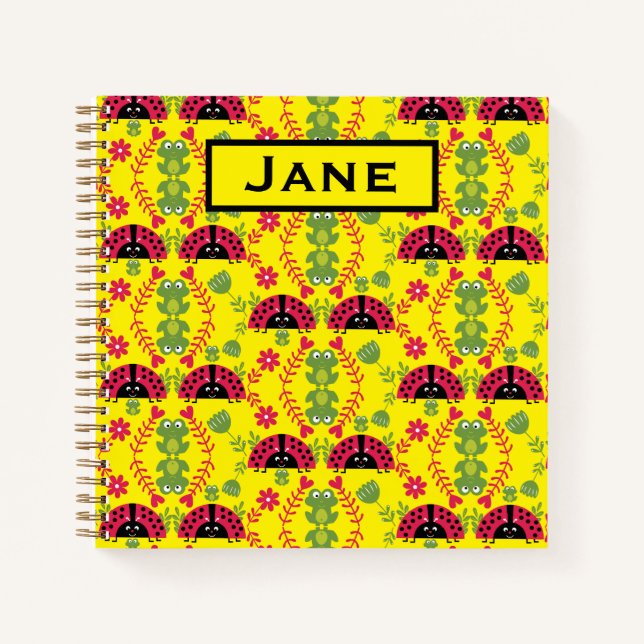 Kids Cute Whimsical ladybug Notebook (Front)