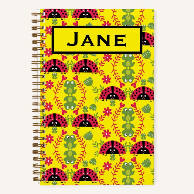 Kids Cute Whimsical ladybug Notebook (Front)