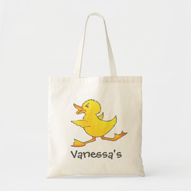 Kids cute yellow duck library or beach bag (Front)