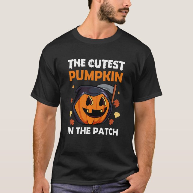 Kids Cutest Pumpkin In The Patch Lazy Halloween Co T-Shirt (Front)