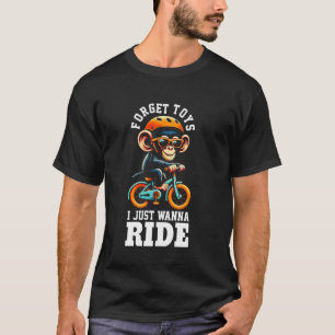Kids Cycling Riding Bicycle Chimpanzee Boys T-Shirt