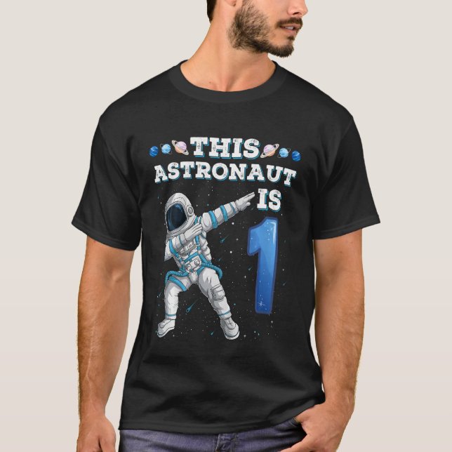Kids Dabbing Astronaut 1 Year Old Birthday Boy Spa T-Shirt (Front)