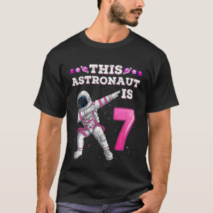 Kids Dabbing Astronaut 7 Year Old Birthday Girl Sp T-Shirt