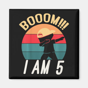 Kids Dabbing Birthday 5 Years Old Birthday Outfit Magnet