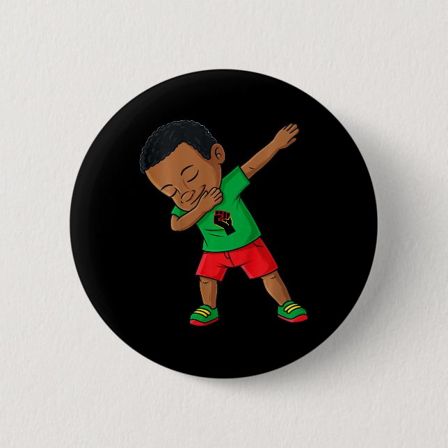 Kids Dabbing Black King Juneteenth Melanin Brown S 6 Cm Round Badge (Front)