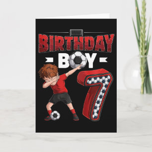 Kids Dabbing Boy 7 Year Old Soccer Player 7th Birt Card