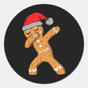 Kids Dabbing Dab Gingerbread Man Xmas Girls Boys C Classic Round Sticker