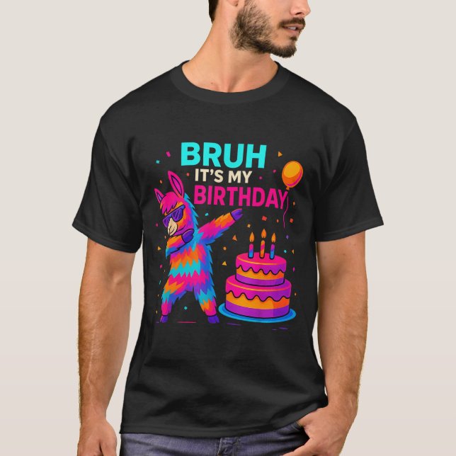 Kids Dabbing Llama Birthday Funny Bday Party Tee  (Front)