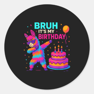 Kids Dabbing Llama Birthday Funny Bday Party Tee Classic Round Sticker