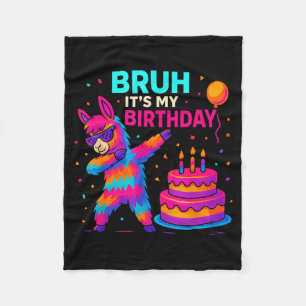 Kids Dabbing Llama Birthday Funny Bday Party Tee  Fleece Blanket