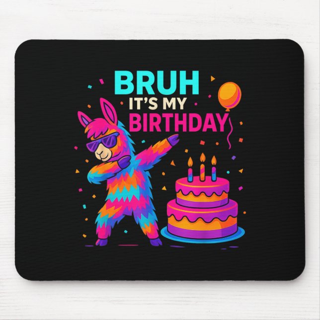 Kids Dabbing Llama Birthday Funny Bday Party Tee  Mouse Mat (Front)